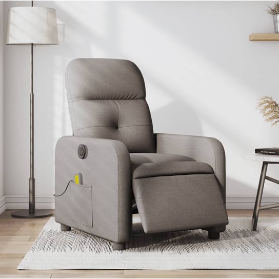 vidaXL Rozkładany fotel masujący, elektryczny, kolor taupe, tkanina vidaXL
