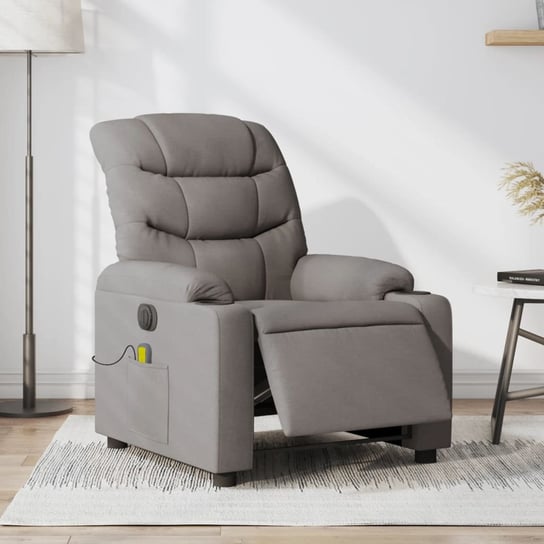 vidaXL Rozkładany fotel masujący, elektryczny, kolor taupe, tkanina vidaXL