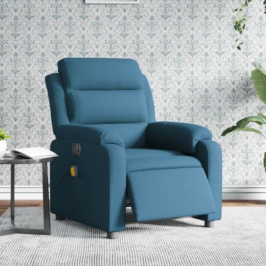 vidaXL Rozkładany fotel masujący, elektryczny, niebieski, aksamit vidaXL