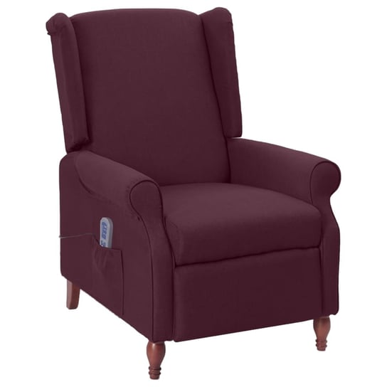 vidaXL Rozkładany fotel masujący, fioletowy, obity tkaniną vidaXL