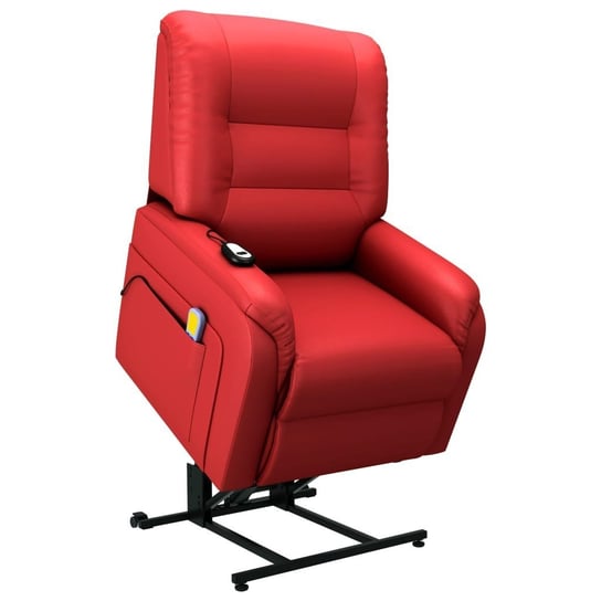 VidaXL Rozkładany fotel masujący, podnoszony, czerwony, sztuczna skóra vidaXL
