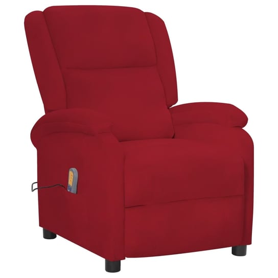 vidaXL Rozkładany fotel masujący, winna czerwień, obity aksamitem vidaXL
