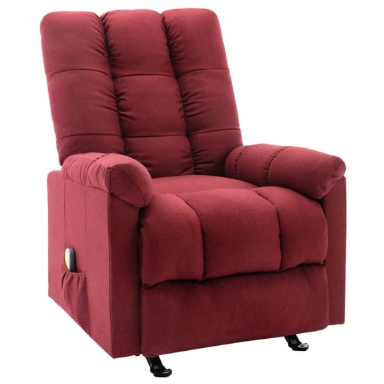 vidaXL Rozkładany fotel masujący, winna czerwień, obity tkaniną vidaXL