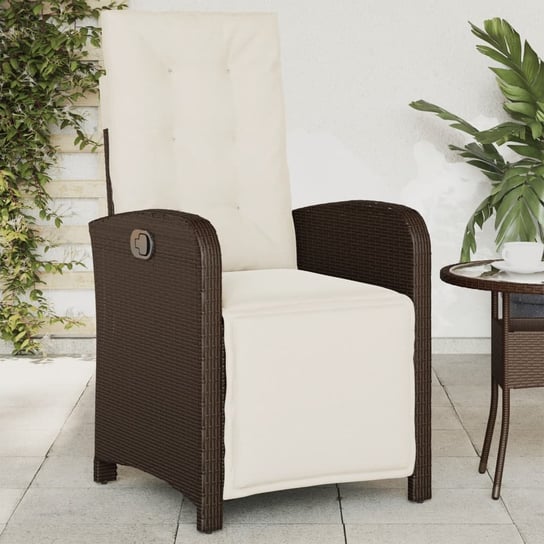 vidaXL Rozkładany fotel ogrodowy z podnóżkiem, brązowy polirattan vidaXL