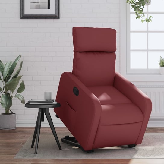 vidaXL Rozkładany fotel pionizujący, elektryczny, bordowy, ekoskóra vidaXL