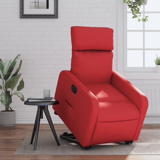 vidaXL Rozkładany fotel pionizujący, elektryczny, czerwony, ekoskóra vidaXL