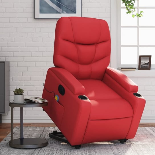 vidaXL Rozkładany fotel pionizujący z masażem, elektryczny, czerwony vidaXL