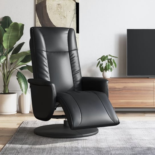vidaXL Rozkładany fotel z podnóżkiem, czarny, sztuczna skóra vidaXL