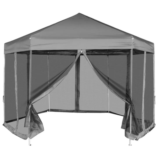 vidaXL Rozkładany namiot ogrodowy z 6 ściankami; 3,6 x 3,1 m, szary vidaXL