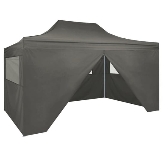vidaXL Rozkładany namiot z 4 ścianami bocznymi, 3 x 4,5 m, antracytowy vidaXL