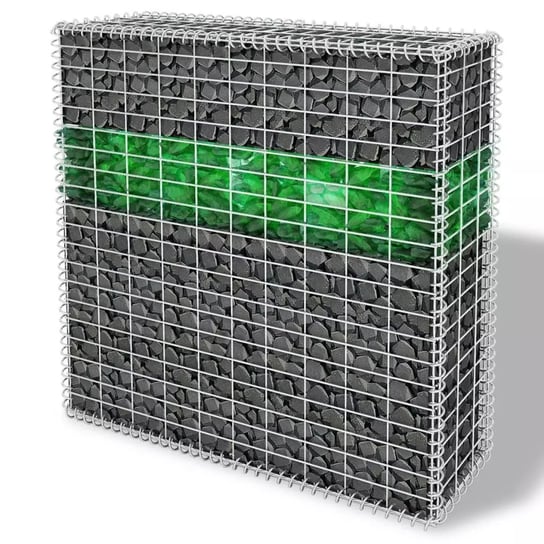 vidaXL Ściana gabionowa ze szklanymi kamieniami i LED, 100x30x100 cm vidaXL