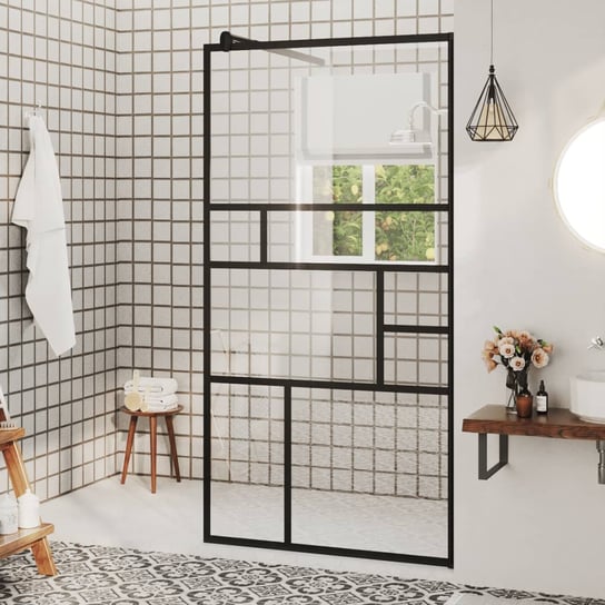 vidaXL Ścianka prysznicowa, przezroczyste szkło ESG, 80x195 cm, czarna vidaXL