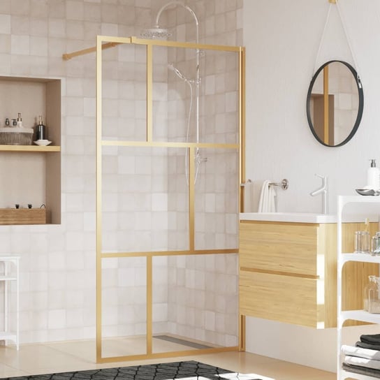 vidaXL Ścianka prysznicowa, przezroczyste szkło ESG, złota, 100x195 cm vidaXL