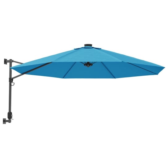 vidaXL Ścienny parasol ogrodowy z LED, niebieski, 290 cm vidaXL