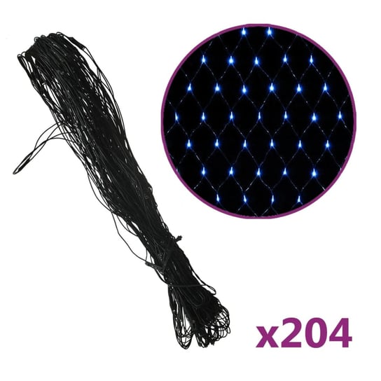 vidaXL Siatka z lampek LED, niebieska, 3x2 m, 204 LED vidaXL