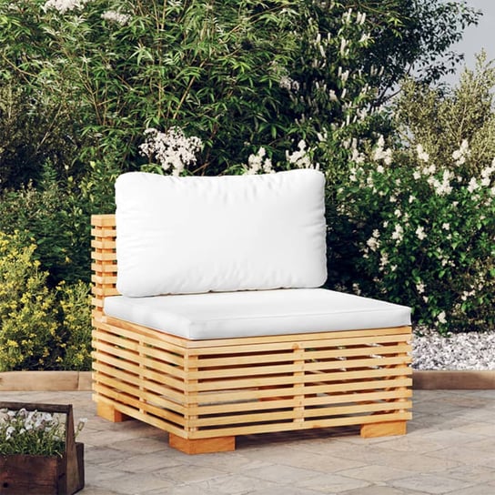 vidaXL Siedzisko ogrodowe z kremowymi poduszkami, drewno tekowe vidaXL