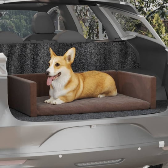 vidaXL Siedzisko samochodowe dla psa, brąz, 110x70 cm, o wyglądzie lnu vidaXL