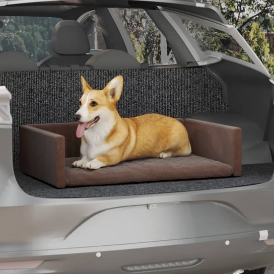 vidaXL Siedzisko samochodowe dla psa, brąz, 70x45 cm, o wyglądzie lnu vidaXL
