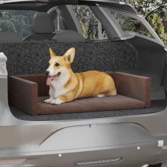 vidaXL Siedzisko samochodowe dla psa, brąz, 90x60 cm, o wyglądzie lnu vidaXL