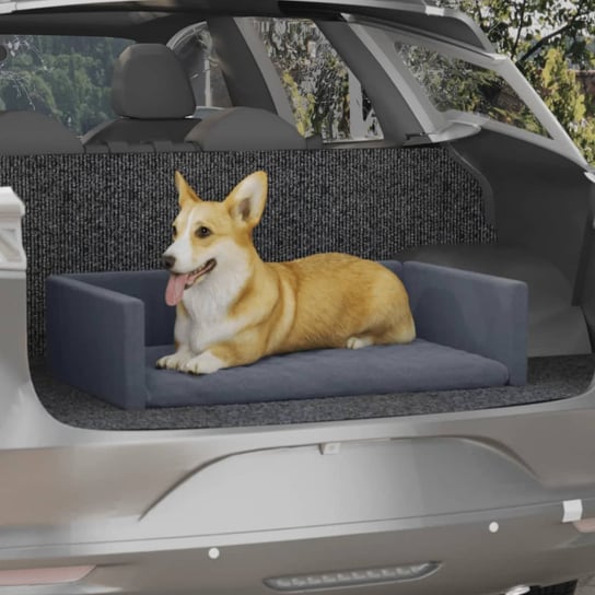 vidaXL Siedzisko samochodowe dla psa, szare, 70x45 cm, o wyglądzie lnu vidaXL