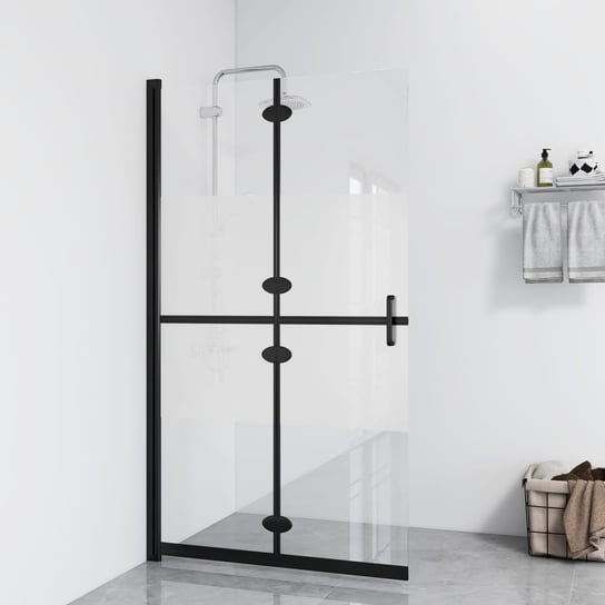 vidaXL Składana ścianka prysznicowa, pół mrożone szkło ESG, 100x190 cm vidaXL