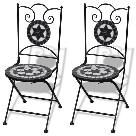 vidaXL Składane krzesła bistro, 2 szt., ceramiczne, czarno-białe vidaXL