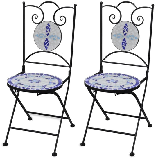 vidaXL Składane krzesła bistro, 2 szt., ceramiczne, niebiesko-białe vidaXL