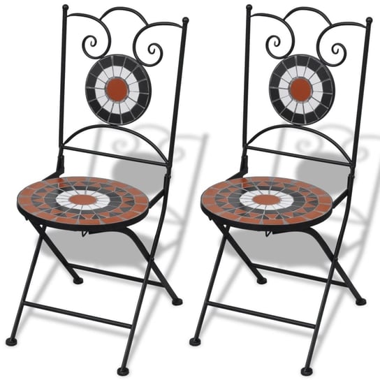 vidaXL Składane krzesła bistro, 2 szt., ceramiczne, terakota i biel vidaXL
