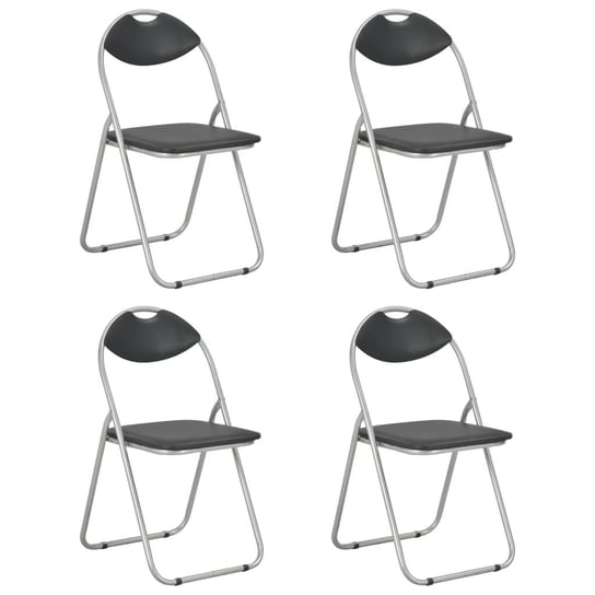 vidaXL Składane krzesła jadalniane, 4 szt., czarne, sztuczna skóra vidaXL