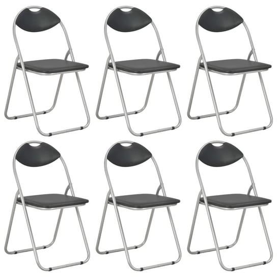 vidaXL Składane krzesła jadalniane, 6 szt., czarne, sztuczna skóra vidaXL