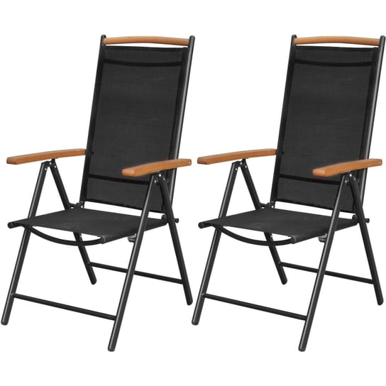 vidaXL Składane krzesła ogrodowe, 2 szt., aluminium/textilene, czarne vidaXL