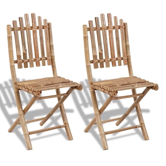 vidaXL Składane krzesła ogrodowe, 2 szt., bambusowe vidaXL