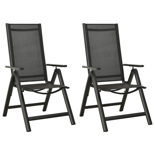 vidaXL Składane krzesła ogrodowe 2 szt., textilene i aluminium, czarne vidaXL