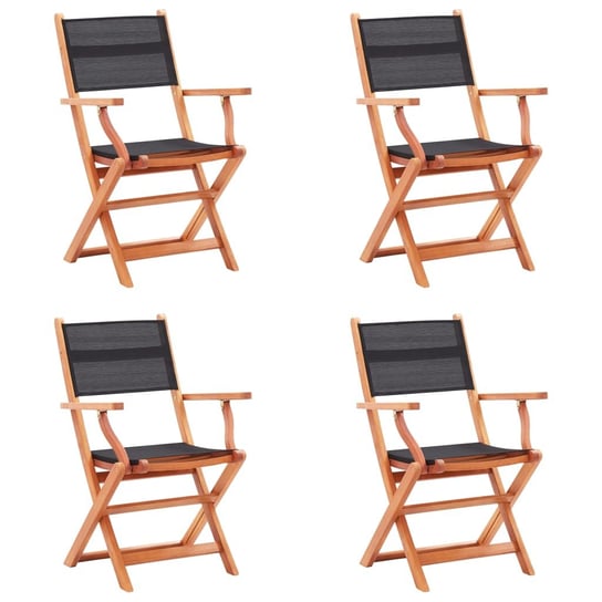 vidaXL Składane krzesła ogrodowe 4 szt. czarne, eukaliptus i textilene vidaXL
