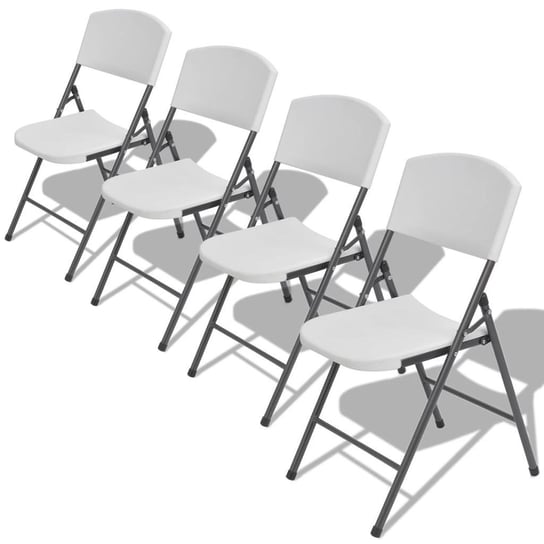 vidaXL Składane krzesła ogrodowe, 4 szt., stal i HDPE, białe vidaXL