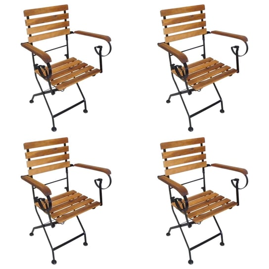 vidaXL Składane krzesła ogrodowe, 4 szt., stal i lite drewno akacjowe vidaXL