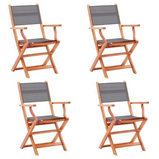 vidaXL Składane krzesła ogrodowe 4 szt., szare, eukaliptus i textilene vidaXL