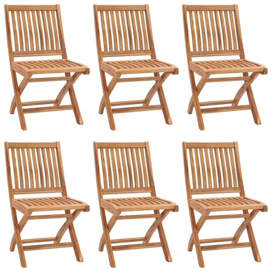 vidaXL, Składane krzesła ogrodowe, 6 szt., lite drewno tekowe vidaXL