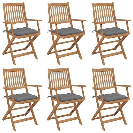 vidaXL Składane krzesła ogrodowe 6 szt., z poduszkami, drewno akacjowe vidaXL