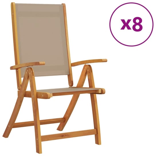 vidaXL Składane krzesła ogrodowe, 8 szt., drewno akacjowe i textilene vidaXL