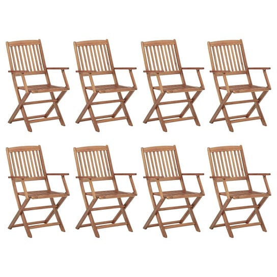 vidaXL, Składane krzesła ogrodowe, 8 szt., lite drewno akacjowe vidaXL