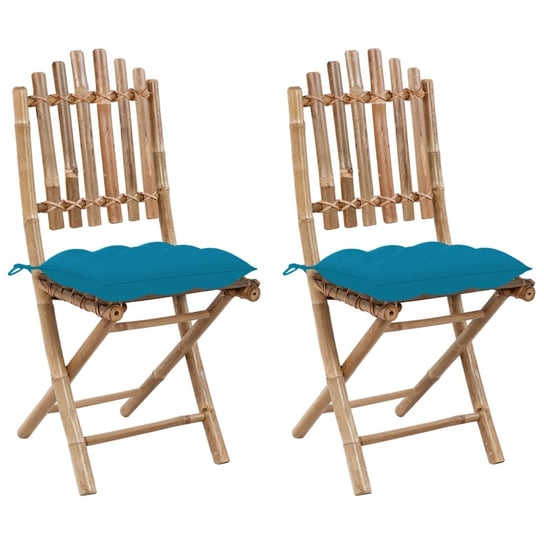 vidaXL Składane krzesła ogrodowe z poduszkami, 2 szt., bambusowe vidaXL