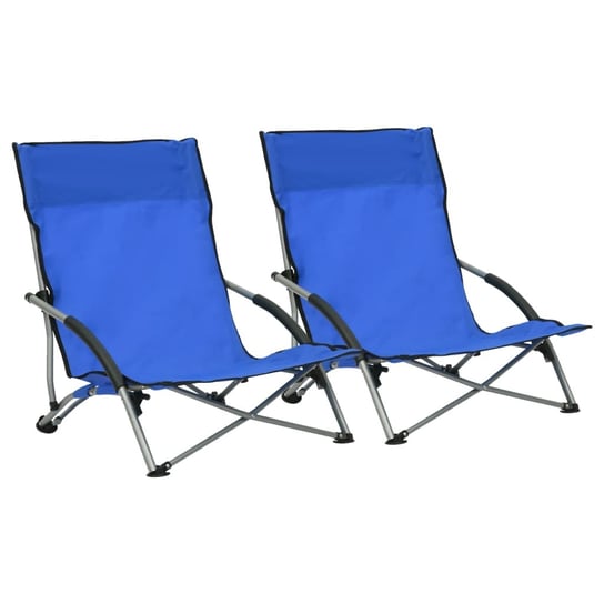 vidaXL, Składane krzesła plażowe, 2 szt., niebieskie, obite tkaniną vidaXL