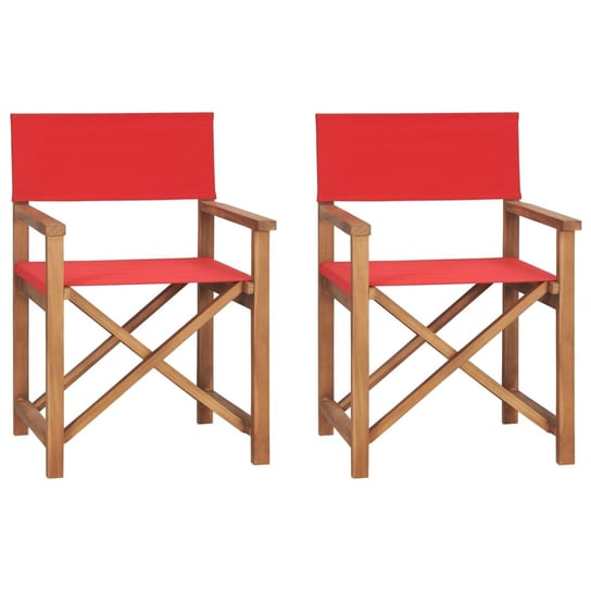 vidaXL Składane krzesła reżyserskie, 2 szt., czerwone, drewno tekowe vidaXL