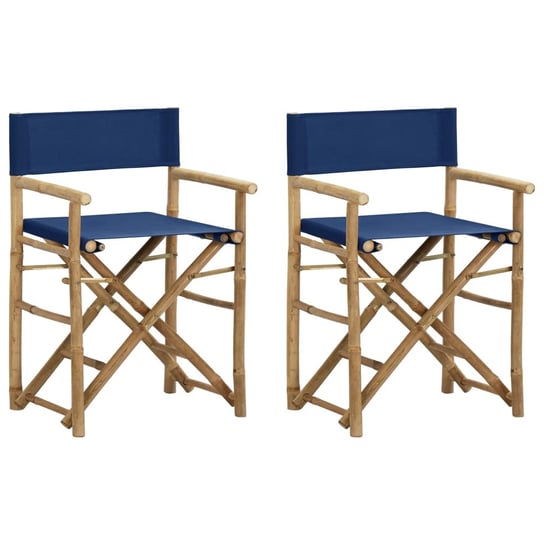 vidaXL, Składane krzesła reżyserskie 2 szt., niebieskie, bambus/tkanina vidaXL