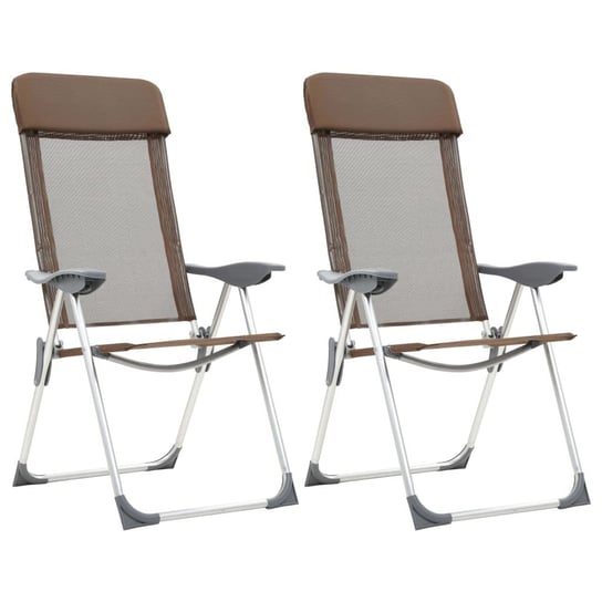 VidaXL Składane krzesła turystyczne, 2 szt., brązowe, aluminiowe vidaXL