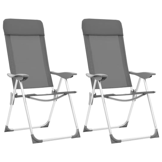 VidaXL Składane krzesła turystyczne, 2 szt., szare, aluminiowe vidaXL