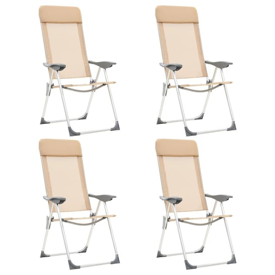 VidaXL Składane krzesła turystyczne, 4 szt., kremowe, aluminiowe vidaXL