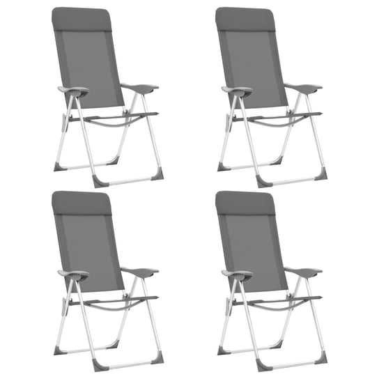 VidaXL Składane krzesła turystyczne, 4 szt., szare, aluminiowe vidaXL