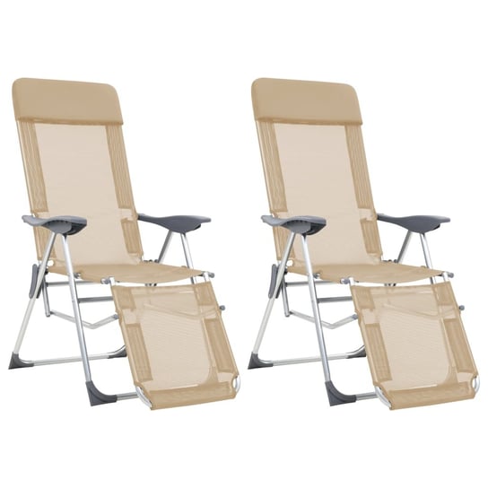 vidaXL Składane krzesła turystyczne z podnóżkami, 2 szt., kremowe vidaXL